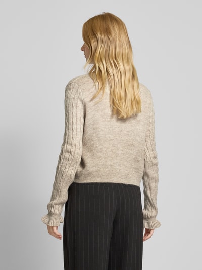 Only Regular Fit Strickpullover mit Rundhalsausschnitt Modell 'TIA' Beige Melange 5