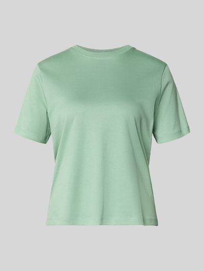 Produktfoto, Basic T-Shirt mit Rundhalsausschnitt von Christian Berg Woman, unifarbenes hellgrünes Baumwollshirt, Regular Fit, glatte Textur