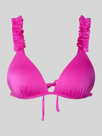 Produktfoto, Bikini-Oberteil mit Rüschenbesatz Modell 'Liora' von LASCANA in Pink, elastischer Material-Mix, verstellbare Träger.