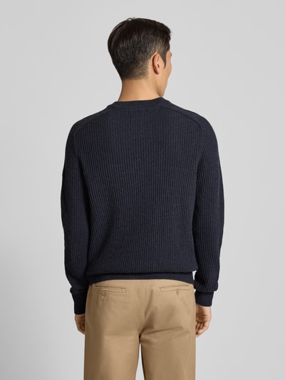 camel active Gebreide trui van wol met ronde hals Marineblauw - 5