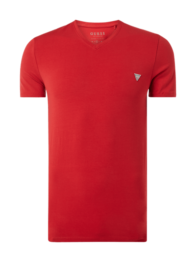 Guess T-Shirt mit V-Ausschnitt Rot 1