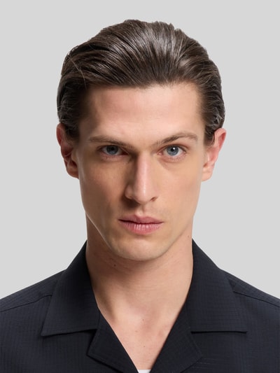 BOSS Relaxed Fit Kurzarmhemd aus Woll-Mix Marine 3