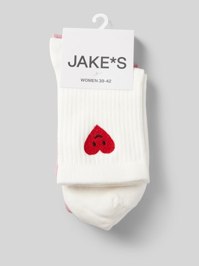 Jake*s Casual Socken mit Motiv-Stitching Offwhite 3