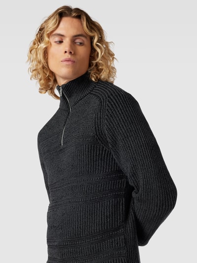 Jack & Jones Gebreide pullover met opstaande kraag, model 'DAVIS' Donkergrijs gemêleerd - 3