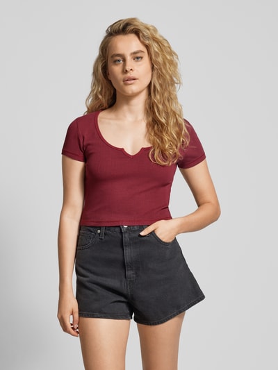 Tommy Jeans Crop Top mit Logo-Stitching Bordeaux 4