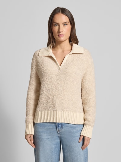 Tom Tailor Regular Fit sweter z mieszanki bawełny z kołnierzem polo Piaskowy 4