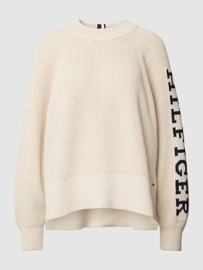 Tommy Hilfiger Strickpullover mit Label-Print Modell 'PLACED' Sand 2