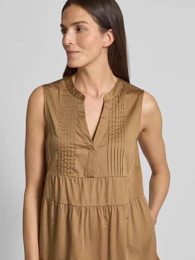 Milano Italy Knielanges Kleid im Stufen-Look mit V-Ausschnitt Camel 3