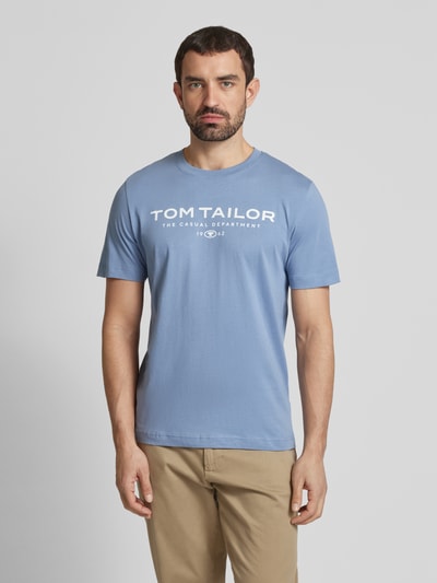 Tom Tailor Regular Fit T-Shirt aus reiner Baumwolle Rauchblau 4