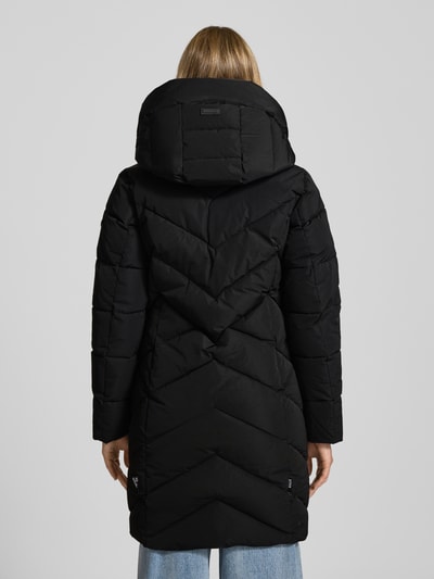 khujo Regular fit gewatteerde lange jas met logoprint, model 'Darka' Zwart - 5