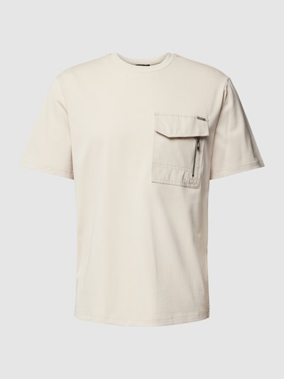 Antony Morato T-shirt z kieszenią na piersi i detalem z logo Beżowy 2