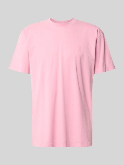 Produktfoto, Relaxed Fit T-Shirt aus reiner Bio-Baumwolle Modell 'ICONIC MAARKOS GD' von Armedangels in Rosa, unifarben, Logo-Print, Jersey-Struktur