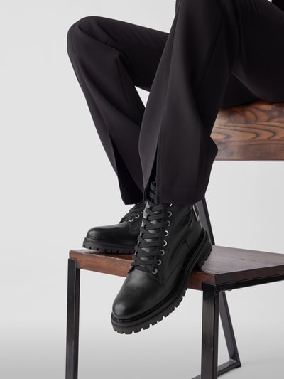 Sergio Rossi Schnürboots mit Label-Applikation Schwarz 1