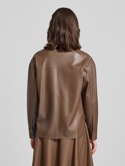 MAX&Co. Regular fit jack in leerlook met borstzakken, model 'FURIO' Hazelnoot - 5