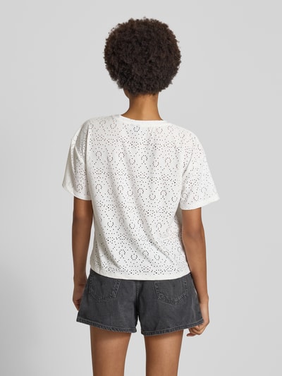 Pieces Regular Fit T-Shirt mit Ausbrenner-Effekt Modell 'ABBY' Offwhite 5