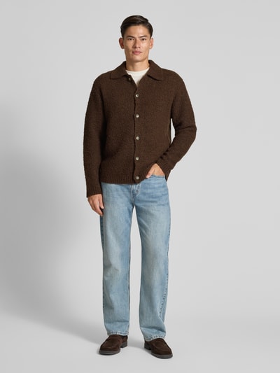 SELECTED HOMME Regular Fit Strickjacke aus Woll-Mix Modell 'LOYD' Dunkelbraun 1