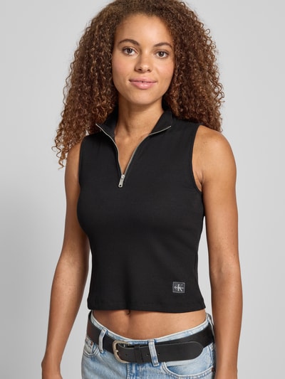 Calvin Klein Jeans Top met opstaande kraag en ritssluiting Zwart - 3