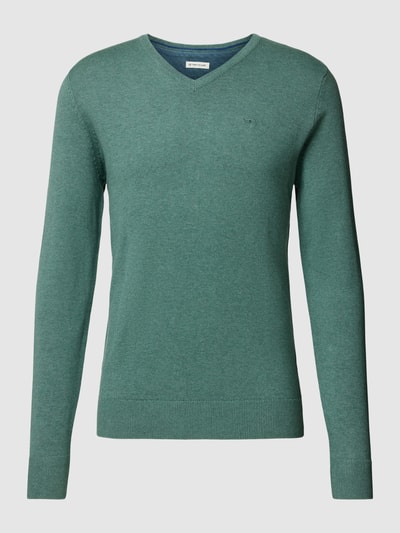 Tom Tailor Gebreide pullover met labelstitching, model 'BASIC' Lindegroen - 2