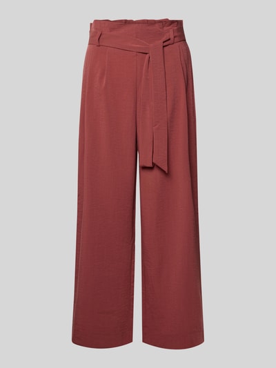 Produktfoto, Regular Fit Bundfaltenhose aus Viskose-Mix Modell 'MARSA' von Only, unifarben, High Waist, Rüschen, Bindegürtel, glatte Textur