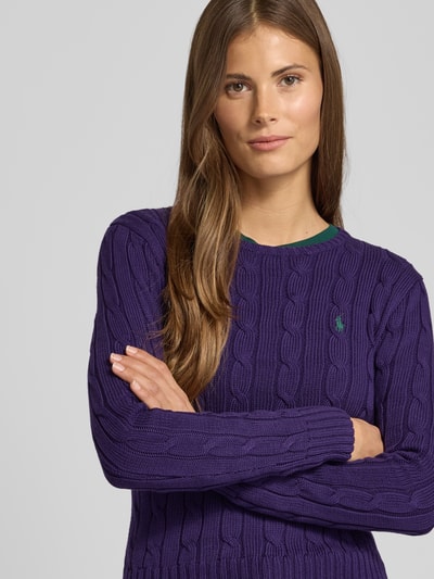 Polo Ralph Lauren Gebreide pullover met labelstitching, model 'JULIANNA' Paars - 3
