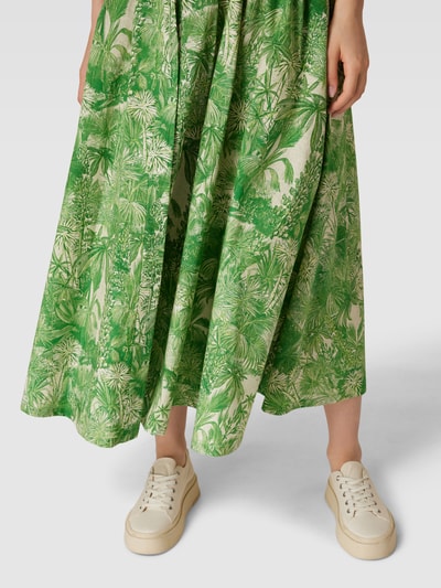 Max Mara Studio Midirok met all-over-motief, model 'PALLA' Groen - 3