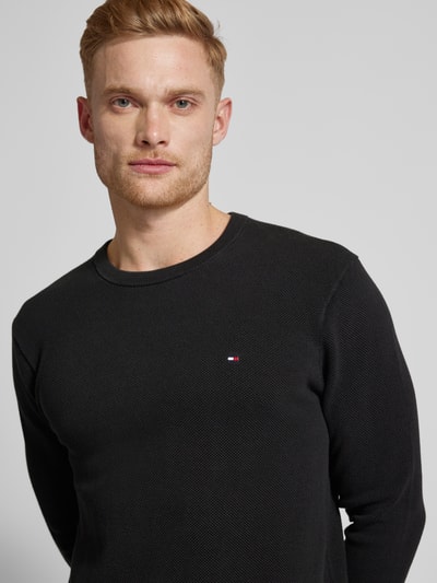 Tommy Hilfiger Strickpullover mit Logo-Stitching Black 3