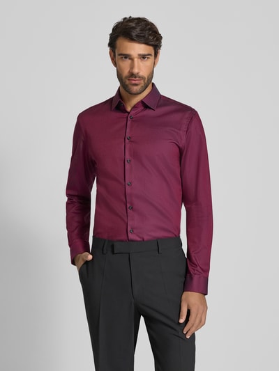 Jake*s Slim Fit Business-Hemd mit Strukturmuster Bordeaux 4
