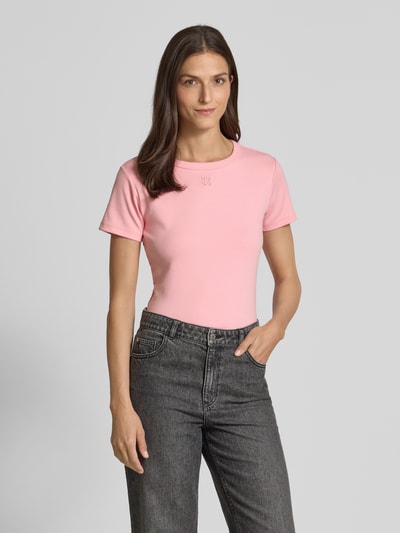 HUGO T-shirt met ronde hals en labelstitching Roze - 4