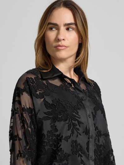 Rinascimento Overhemdblouse in semi-transparante look Zwart - 3