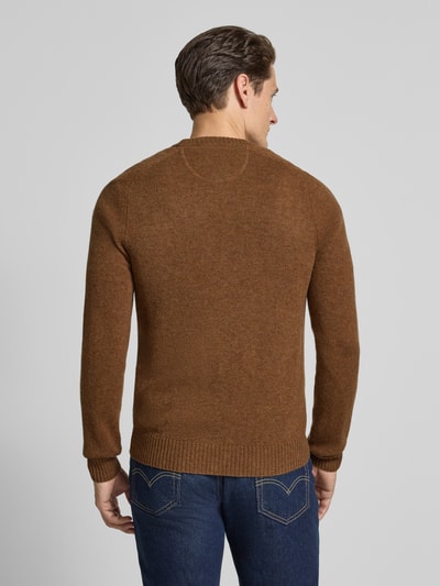 MCNEAL Regular fit gebreide pullover van pure wol Cognac gemêleerd - 5