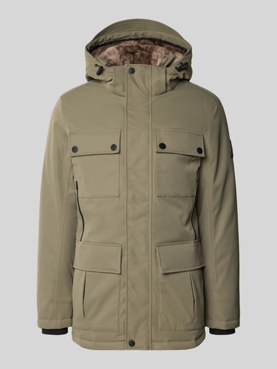 Tom Tailor Regular Fit Parka mit Webpelz-Kapuzenfutter Oliv 2