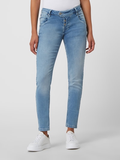 Blue Monkey Skinny fit jeans met stretch, model 'Manie' Lichtblauw - 4