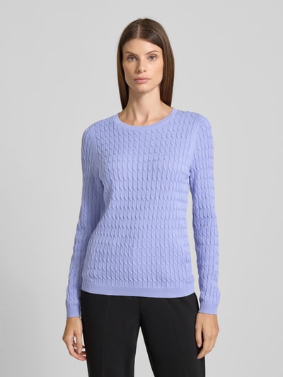 Christian Berg Woman Gebreide pullover met kabelpatroon Lavendel - 4