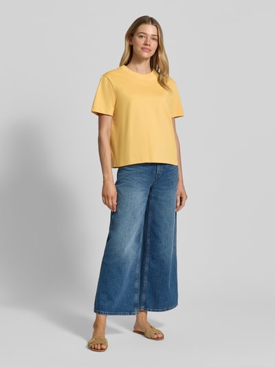 Selected T-shirt o kroju boxy fit z czystej bawełny model 'ESSENTIAL' Żółty 1