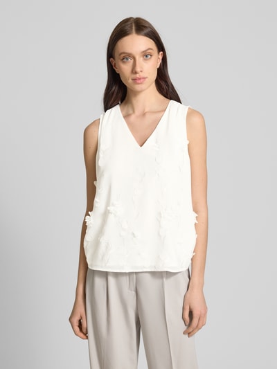 s.Oliver BLACK LABEL Regular Fit Blusentop mit floralen Applikationen Offwhite 4