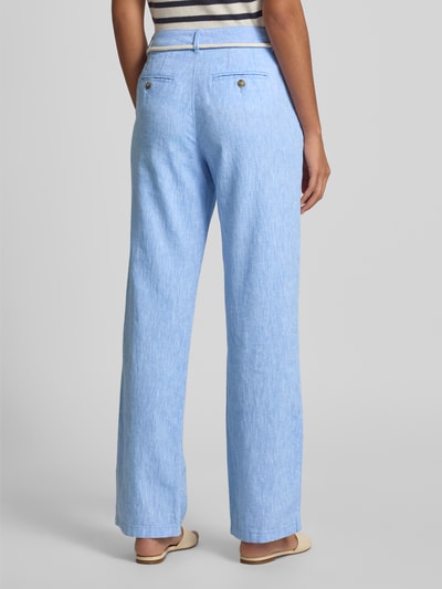 Christian Berg Woman Stoffhose aus Leinen-Mix mit Bindegürtel Blau Melange 5