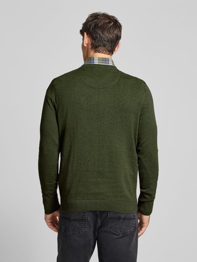 Tom Tailor Regular Fit Strickpullover mit V-Ausschnitt Oliv 5