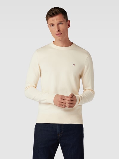 Tommy Hilfiger Sweter z dzianiny z wyhaftowanym logo Beżowy 4