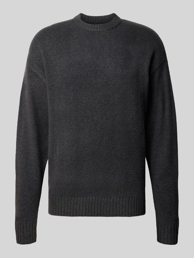 Productfoto, gebreide pullover met ronde hals Model 'SOHO OLLIE' van JACK & JONES, Materiaalmix met wol, regular fit, heren, donkergrijs, fijne structuur