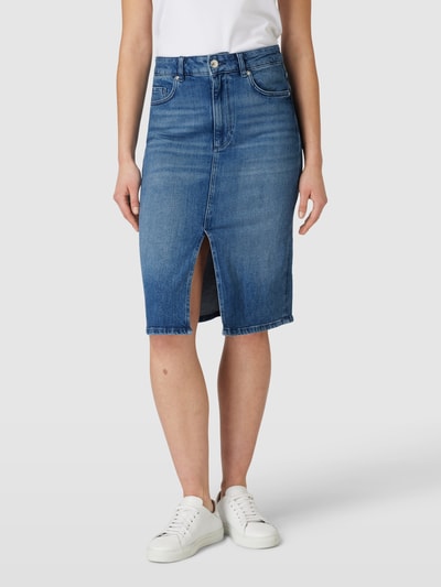 JOOP! Knielange jeansrok met loopsplit Jeansblauw - 4