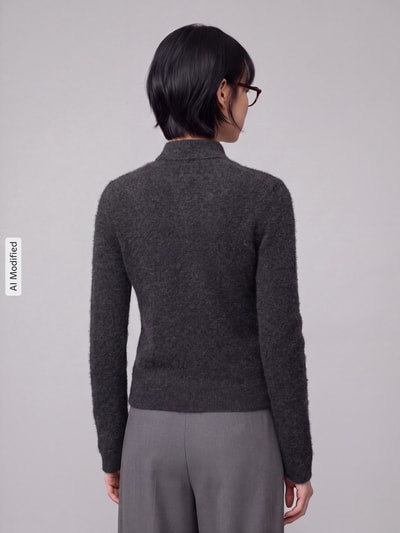 MM by Max Mara Regular fit pullover van mix van wol en kasjmier model 'CELLULA' Antraciet - 5
