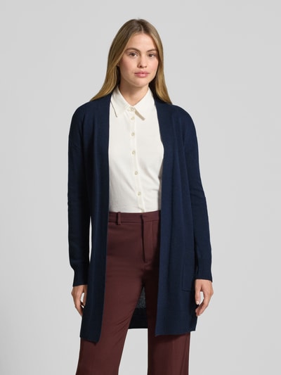 Christian Berg Woman Gebreide lange jas van kasjmier met opgestikte zakken Donkerblauw - 4