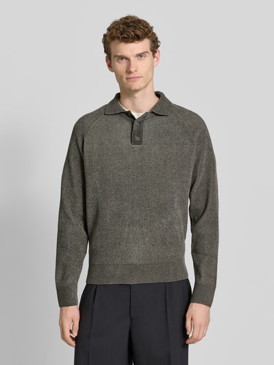 JAKE*S STUDIO MEN Sweter z dzianiny z kołnierzykiem polo Ciemnoszary 4