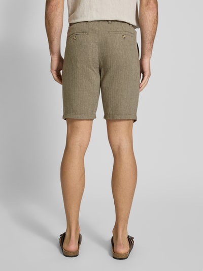 Lindbergh Regular Fit Bermudas aus Baumwoll-Leinen-Mix Oliv 5