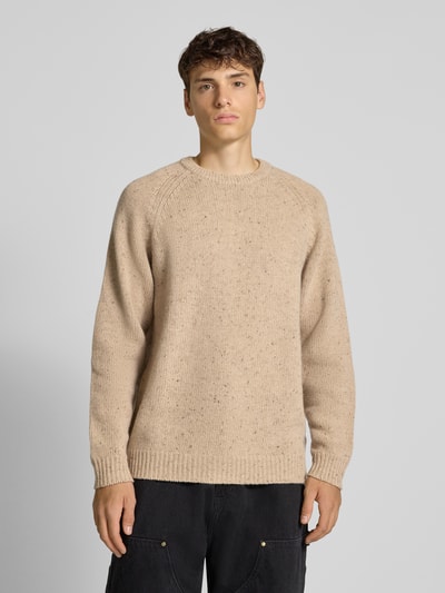 Carhartt Work In Progress Wollen pullover met ronde hals, model 'ANGLISTIC' Offwhite - 4