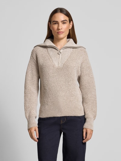 Scotch & Soda Strickpullover mit Troyer-Kragen Taupe 4