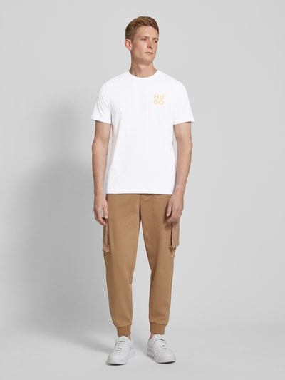 HUGO T-Shirt mit Label-Print Modell 'Dimoniti' Weiss 1
