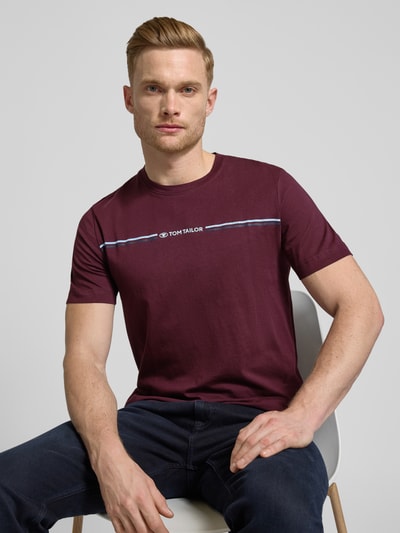 Tom Tailor Regular fit T-shirt van puur katoen Bordeaux - 3