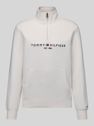 Tommy Hilfiger Schipperstrui met logo-opschrift en kangoeroezak Offwhite - 2