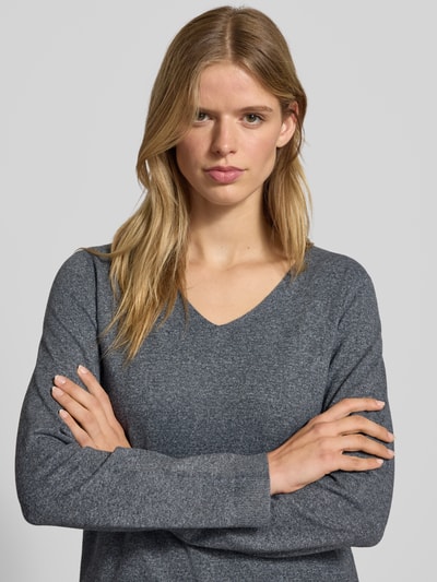 Pieces Regular Fit Pullover mit V-Ausschnitt Modell 'BREE' Dunkelgrau Melange 3